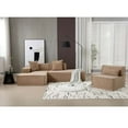 thumbnail image 6 of 129.5"x58" Modular Sectional Sofa Couch, Modern L Shaped Sponge Sofa Italian Minimalist Tofu Block Sofa with Left Chaise, 2 Pillows and Waist Pillow for Living Room, Apartment, Office, Light Brown, 6 of 7