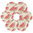 thumbnail image 7 of Yayeee 6 PCS Drink Coasters with Holder Set Woven Absorbent Round Tabletop Hot Pad, White Watermelon, 7 of 7