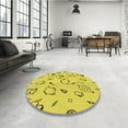 thumbnail image 4 of Ahgly Company Machine Washable Indoor Round Transitional Canary Yellow Area Rugs, 3' Round, 4 of 7