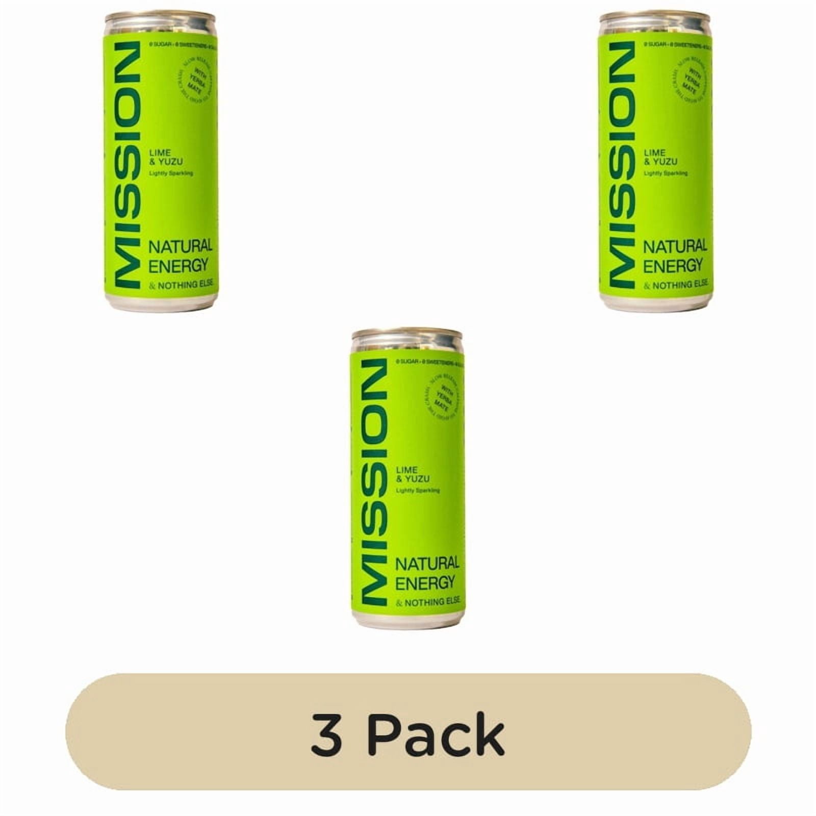 Mission Natural Energy, Yerba Mate, Lime & Yuzu 250ml, British Import (Pack of 3)
