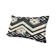thumbnail image 3 of 12 x 20 Rectangular Cotton Accent Lumbar Pillow, Classic Aztec Pattern, White, Black, Saltoro Sherpi, 3 of 7