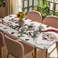 thumbnail image 3 of Christmas Santa Table Cloths for 4 Foot Rectangle Tables, Winter Xmas Snowflakes Tree on Linen Patio Waterproof Elastic Fitted Tablecloths, Washable Rectangular Table Cover for Camping, 3 of 8