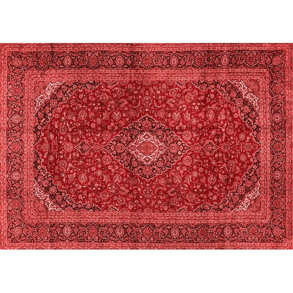 Ahgly Company Indoor Rectangle Medallion Red Traditional Area Rugs, 7' x 9'