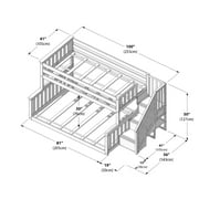 Twin Over Full Low Bunk With Staircase, Pecan