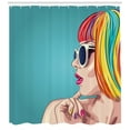 thumbnail image 3 of Ambesonne Colorful Shower Curtain, Rainbow Wig and Sunglasses, 69"Wx75"L, Cadet Blue and Multicolor, 3 of 3