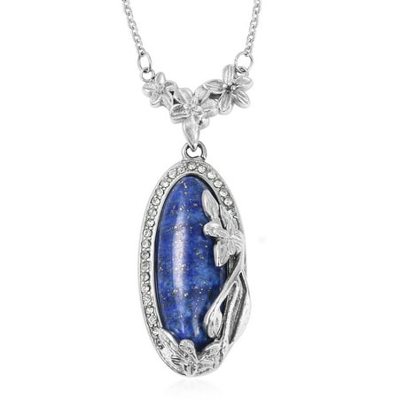 - Hypoallergenic Lapis Lazuli Enameled Pendant with Hematite Beads Necklace for Women 18