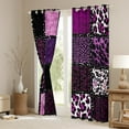 thumbnail image 3 of Homewish Teens Animal Leopard Cheetah Print Curtains Pack of 2 (42x84 Each),Black Pink Curtains Blackout,Abstract Geometric Grid Bedroom Curtains,Microfiber Bedroom Decor, 3 of 6
