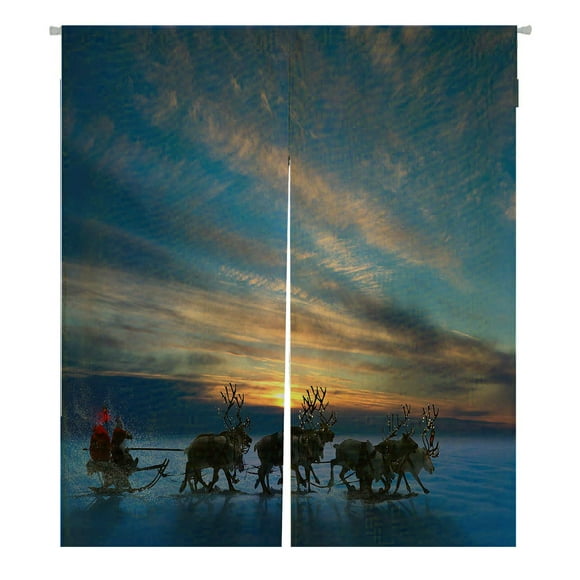 ABPHQTO Regalos de Papá Noel para arnés de Reno, cortina blanca japonesa Noren, cortinas para tratamiento de ventanas y puertas, 85x150 cm