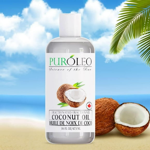 PUROLEO Fractionated Coconut Oil 16 Fl Oz/473 ML (Packed In Canada) 100% Natural and odorless Moisturizer & Carrier Oil | Hair Skin Body, Aromatherapy, Massage, Makeup Remover