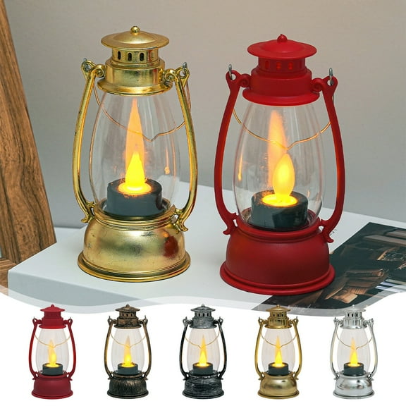 Vintage Lantern Decorative Candle Holder - LED Kerosene Lamp, Decorative Flameless Candle Table Centerpiece, Battery-Operated for Christmas Decor Halloween Wedding Favors and Mantel Props