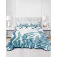 thumbnail image 2 of Quilts Twin Size Bedding Set, Turquoise Jellyfish Coastal Lightweight Quilted Comforter, Summer Beach Ocean Seaweed Soft Reversible Bedspread Coverlet with Pillow Covers for All Season, 68" x 86", 2 of 7