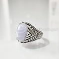 thumbnail image 3 of Blue Lace Agate Mens Ring, Silver Jewelry, 925 Silver Ring, Father's Day, AAA Natural Agate, Birthstone Ring, Heavy Mens Ring, Spiritual Healing Gemstone, Christmas, Plain Mens Ring, 3 of 8