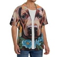 thumbnail image 2 of Gukieu Painted Flower Puppy Print Men's Short-sleeved Shirts, Button-down Pocket Shirts, T-shirts, Beach Vacation Travel Summer Clothing-X-Large, 2 of 5