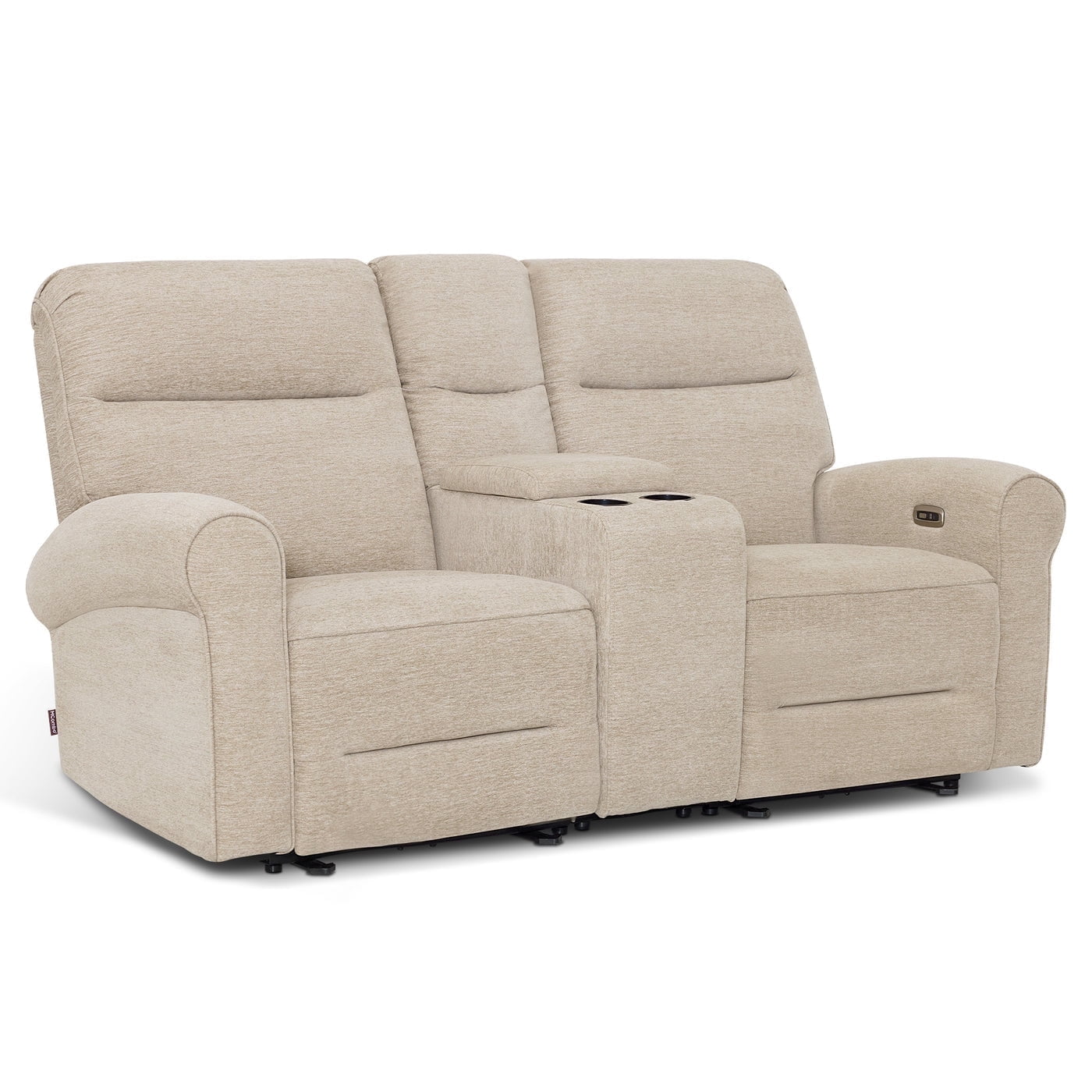MCombo 78.3" Wall Hugger Power Loveseat Recliner Sofa with Console, Reclining Loveseat with USB Ports, Cup Holders, for Small Spaces Living Room RV, Fabric PR635M2 (Beige)
