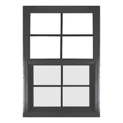 Double Pane Vertical Windows 24" x 36" Black Vinyl Window with Grids Low E Glass Argon Gas House Window