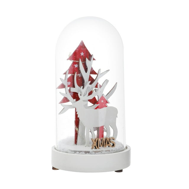 Dsscvnef Reindeers Lights Snow Decorations Christmas Trees Glass Night Light Desktop Ornament Festive Seasonal Display
