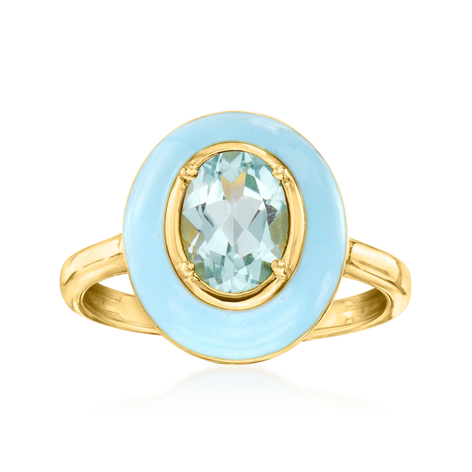 Ross-Simons 1.40 Carat Sky Blue Topaz Ring With Pastel Blue Enamel in 18kt Gold Over Sterling, Women's, Adult