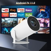 Mini Projector with WiFi 6 and Bluetooth, 4K 1080P Portable Projector, 180° Rotatable Outdoor Projector Compatible for Phone/TV Stick/Laptop, Auto Keystone Movie Projector with Android 11