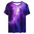 thumbnail image 4 of Kayannuo T-shirts Womens Women's New Casual Fashion Printed T-Shirt Crewneck Short-Sleeved Top Purple L, 4 of 5