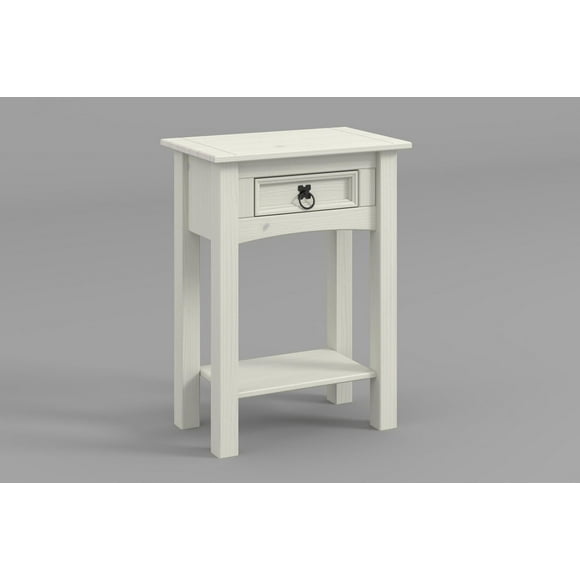 Table de nuit en bois massif blanc à 1 tiroir par Gateway Creations Inc.
