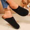 thumbnail image 4 of Suede Clogs for Women Men Retro Cork Footbed Slides Closed Round Toe Sandals Nonslip Flat Walking Shoes Black Size 6, 4 of 6