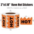 thumbnail image 2 of 500pcs Rave Hot Stickers 2 x 1-1/5 Inch Fluorescent Hot Flame Fire Shape Labels Marking Items for Restauresent Supermarkets Stores Shops (Fluorescent Orange), 2 of 6