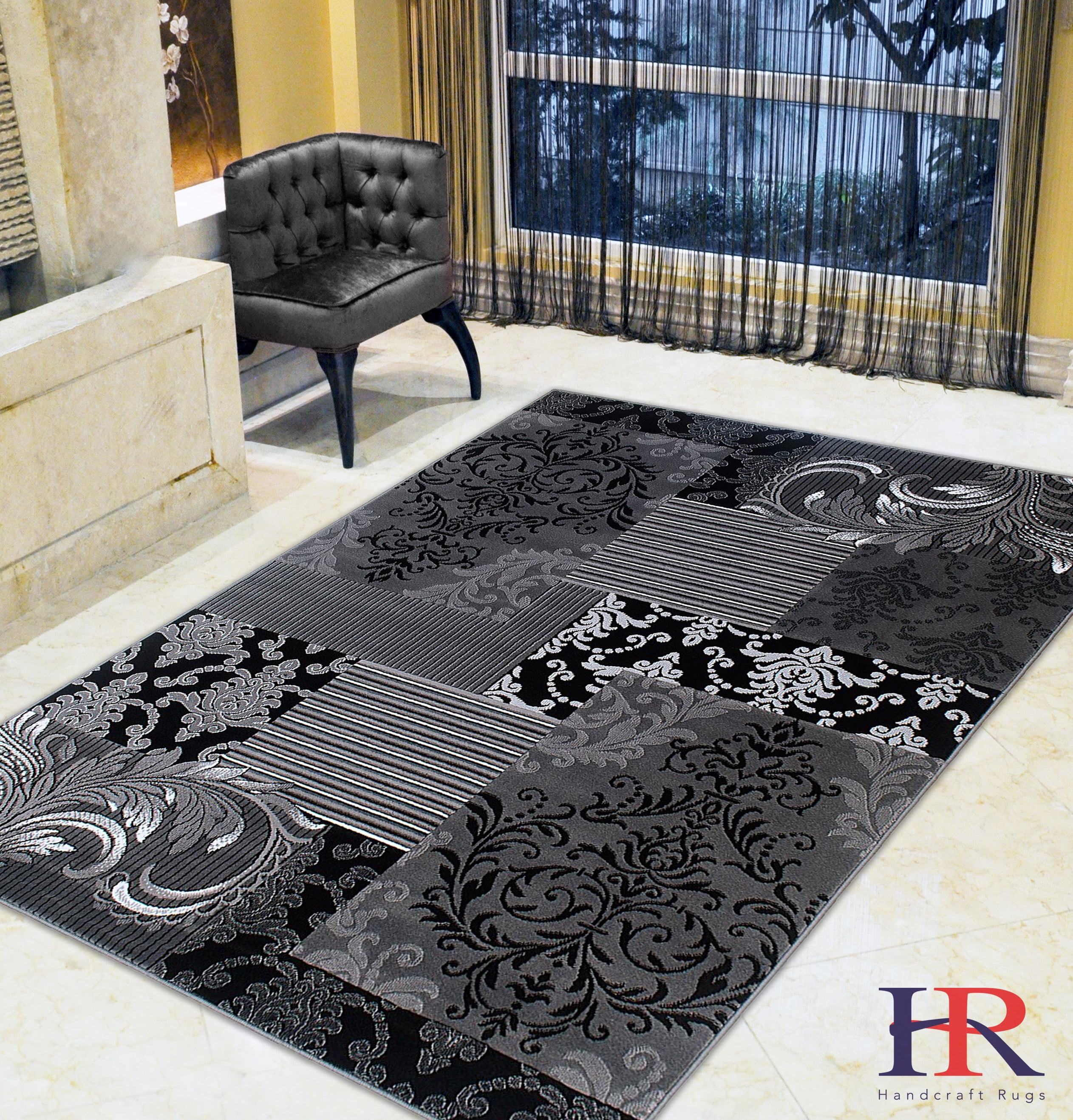 Handcraft Rugs Grey, Silver, Black, Abstract Area Rug Modern