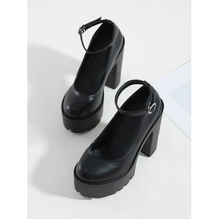 

Minimalist Ankle Strap Platform Chunky Pumps Women‘s Footwear