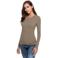 thumbnail image 1 of Women Long Sleeve Crew Neck/Scoop Neck Rayon Slim Fit Stretchy Layer T Shirts Tops, 1 of 4