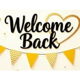 thumbnail image 4 of LUUFILx Welcome Back Banner Glitter Gold Heart Backdrop Party Supplies Decoration Event Background Photography Props School Office Reunion, 4 of 8