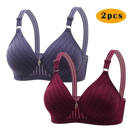 Juslio Push Up Bra 2PC Wirefree Breathable Solid Sports Bras for Women