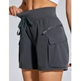 thumbnail image 4 of Women's Cargo Hiking Shorts for Camping Travel Outdoor Athletic with Zipper Pockets Quick Dry Water Resistant Summe Dark Grey L, 4 of 7