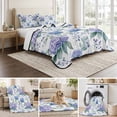 thumbnail image 6 of King Quilt Set 96''x106'', Blue Purple Spring Floral Lightweight Summer Bedspread Coverlet Set with 2 Pillow Shams, Summer Botanical Elegant Breathable All Season Quilt Bedding for Bedroom/Guest Room, 6 of 9