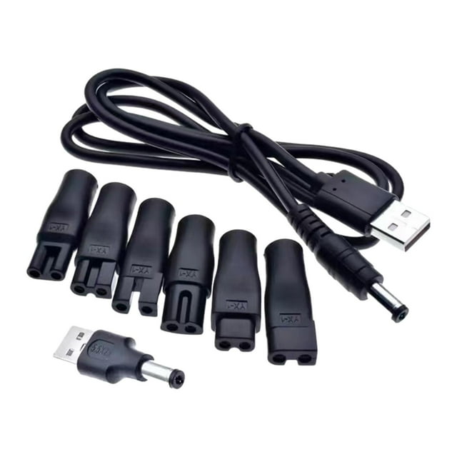 Charging Converter Connector for Shaver Electric Hairdressers Hair Clippers 7pcs and USB cable