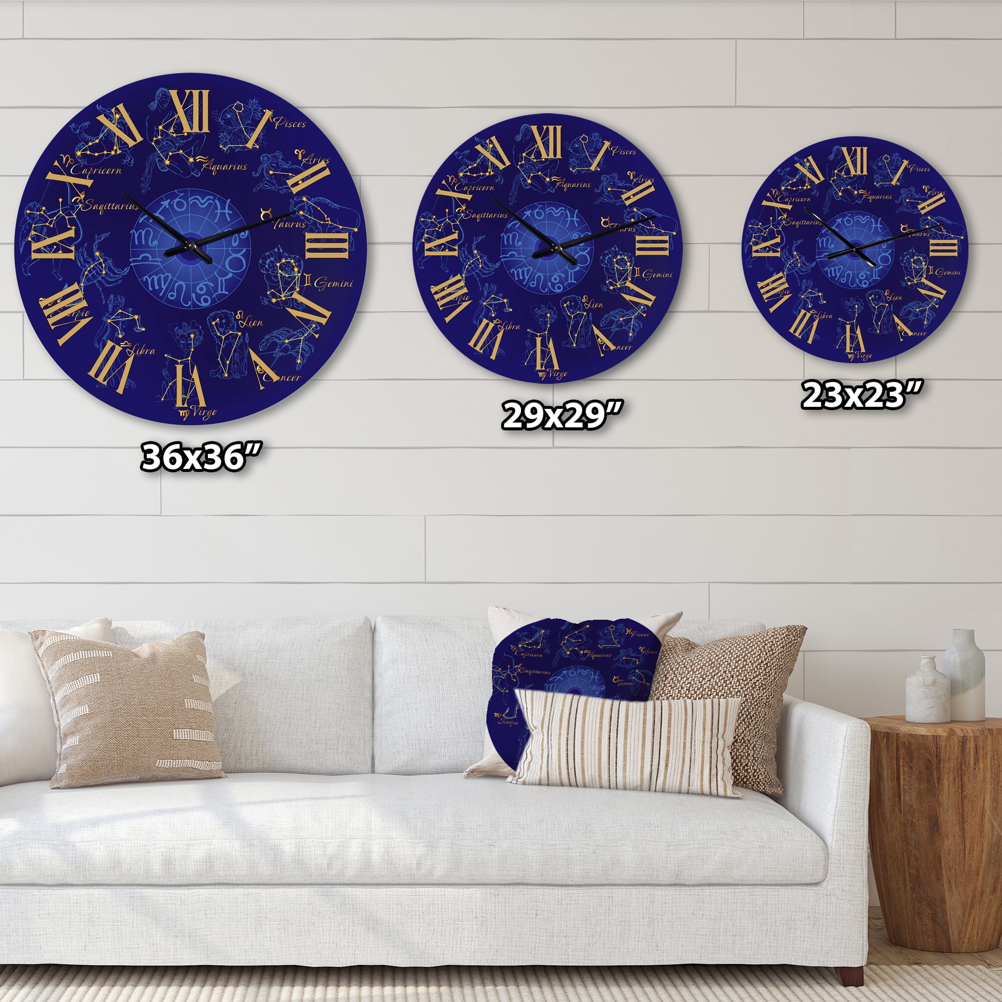 Designart 'Zodiac With Constellations And Zodiac Signs' Modern Wall Clock