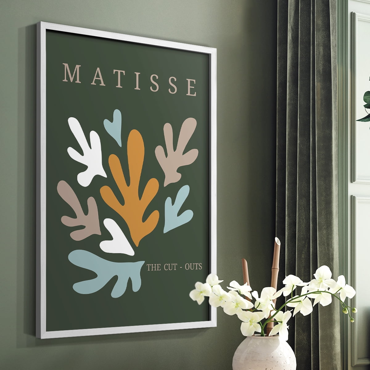 Matisse CDIII in White Solid Wood Framed Print No Nail Hanging