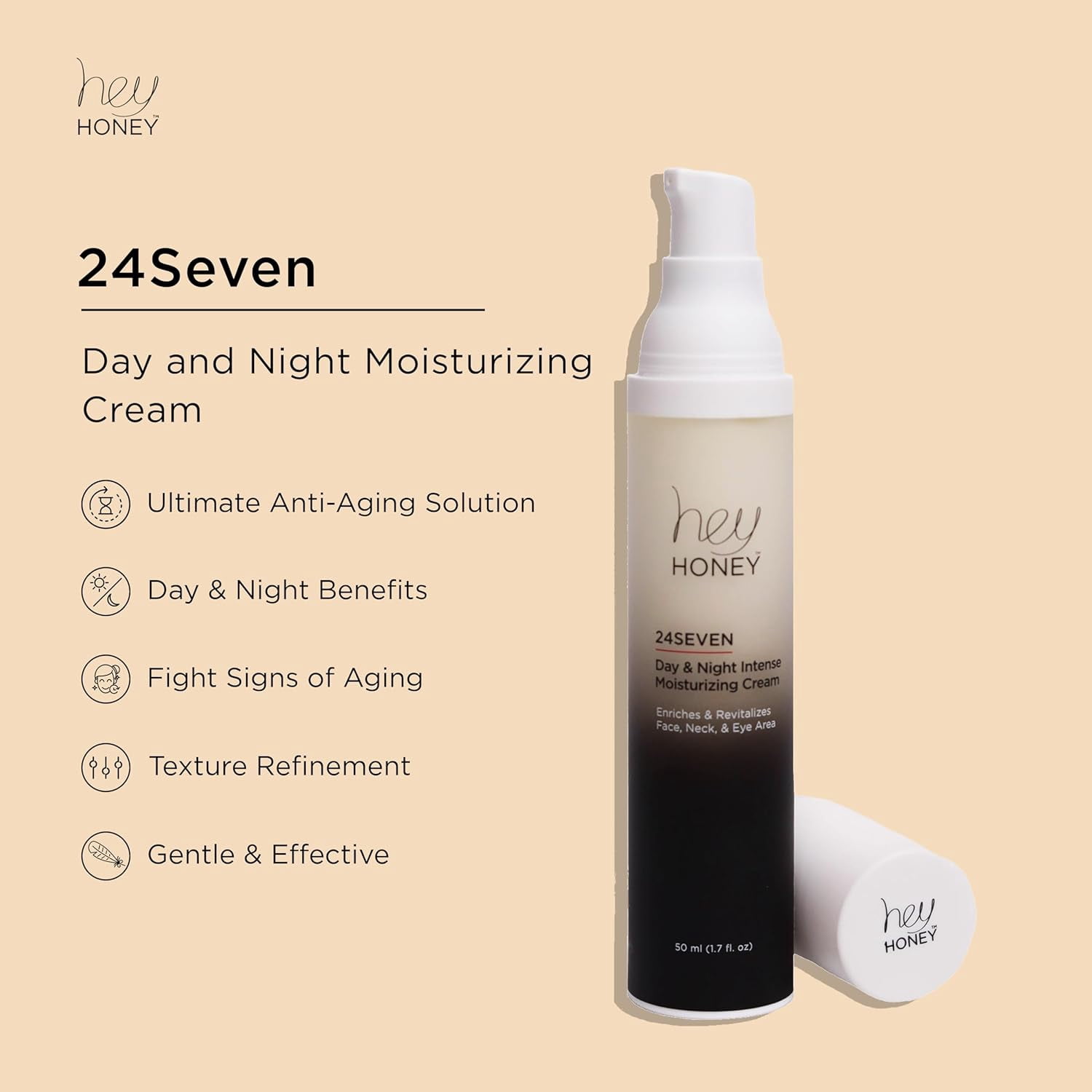 Hey Honey 24SEVEN Day & Night Intense Moisturizing Cream, 50 ml (1.7 fl. oz)