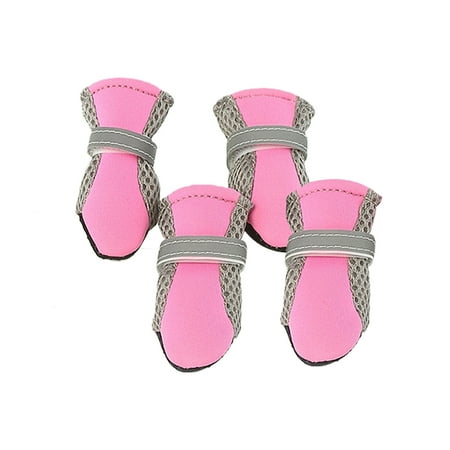 Aruwei 4Pcs Dog Shoes Magic Sticker Closure Breathable Fabric Non-Slip Puppy Boots for Outdoor