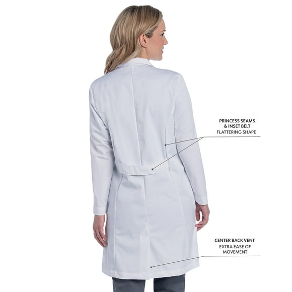 Landau Manteau de Laboratoire Pleine Longueur pour Femmes : Coupe Classique et Décontractée, 4 Boutons, 5 Poches, Ceinture Arrière Cousue, 3153
