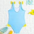 thumbnail image 7 of Xudanell Toddler Girl Swimsuit Yellow Print Pool Swimsuit Fashionable Cute Sling Breathable Girl Bathing Suit 18-24 Months Sky Blue, 7 of 7