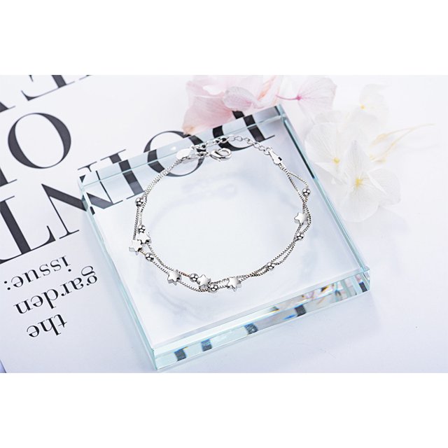Pulsera de doble capa con pentagrama redondo de cuentas giratorias y tamaño ajustable, un regalo para chicas en días especiales como Navidad, cumpleaños, aniversarios, San Valentín, etc. Xishao Accesorios