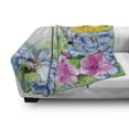 thumbnail image 3 of Watercolor Flower Soft Flannel Fleece Throw Blanket, Surreal Iris Peony Poppy Petals Paint with Moth Butterflies Wilderness, Cozy Plush for Indoor and Outdoor Use, 60" x 80", Multicolor, by Ambesonne, 3 of 6