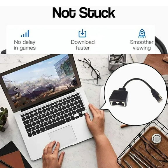 QHUDLV RJ45 Ethernet Splitter,1 to 2 Network Adapter,High Speed LAN Connector