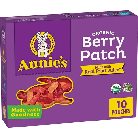 Annie,S Organic Berry Patch Bunny Fruit Flavored Snacks, Gluten Free, 10 Pouches, 7 Oz.