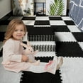 thumbnail image 3 of 16pcs 0.6" Thickened Interlocking Tile Mats,Fluffy Shaggy Soft EVA Foam Area Rug for Living Room & Bedroom,Non-Slip Protective Floor Carpet Play Mat Kids Baby Dorm Home Decor (11.8ft, Black), 3 of 8