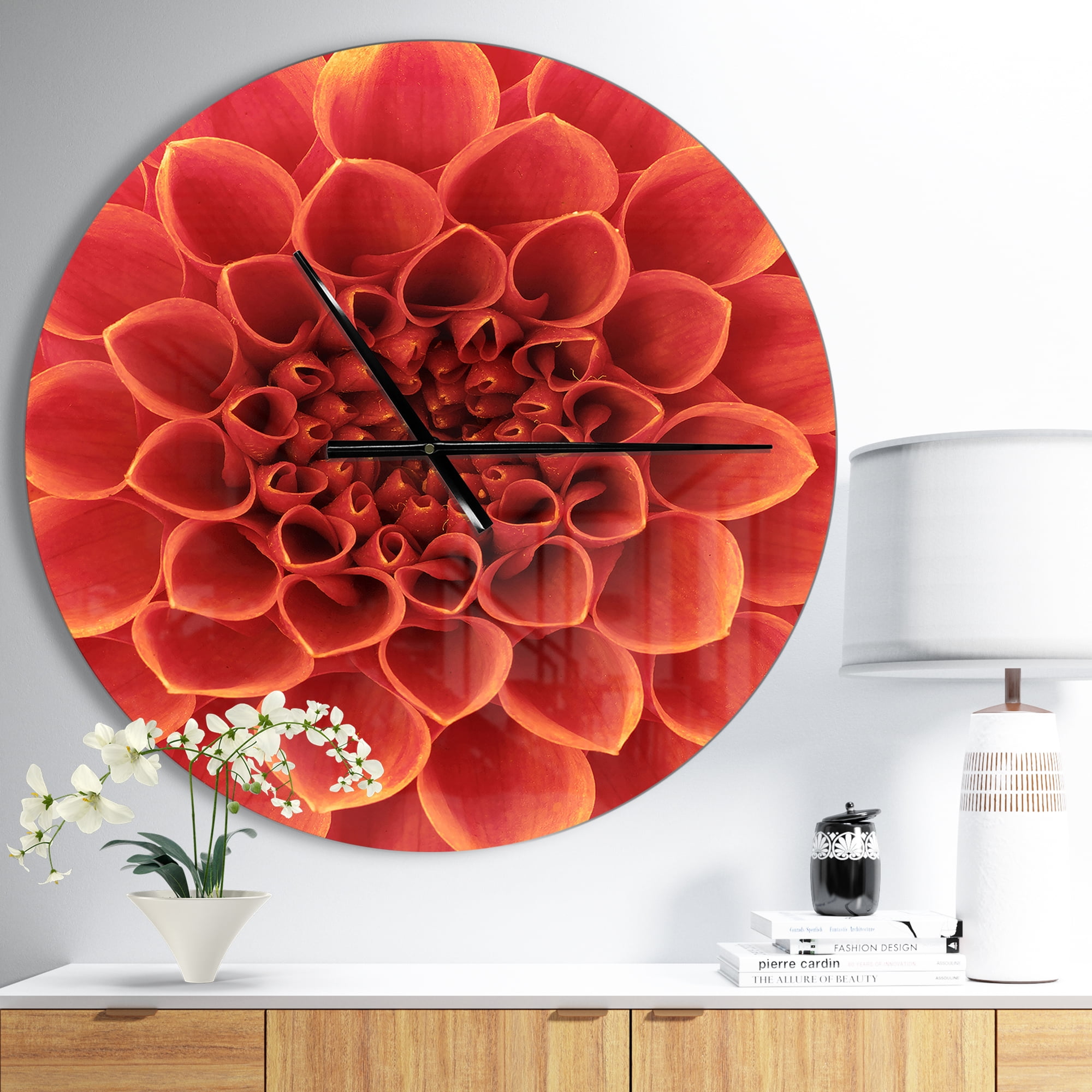 Designart 'Brown Flower with Dense Petals ' Modern wall clock
