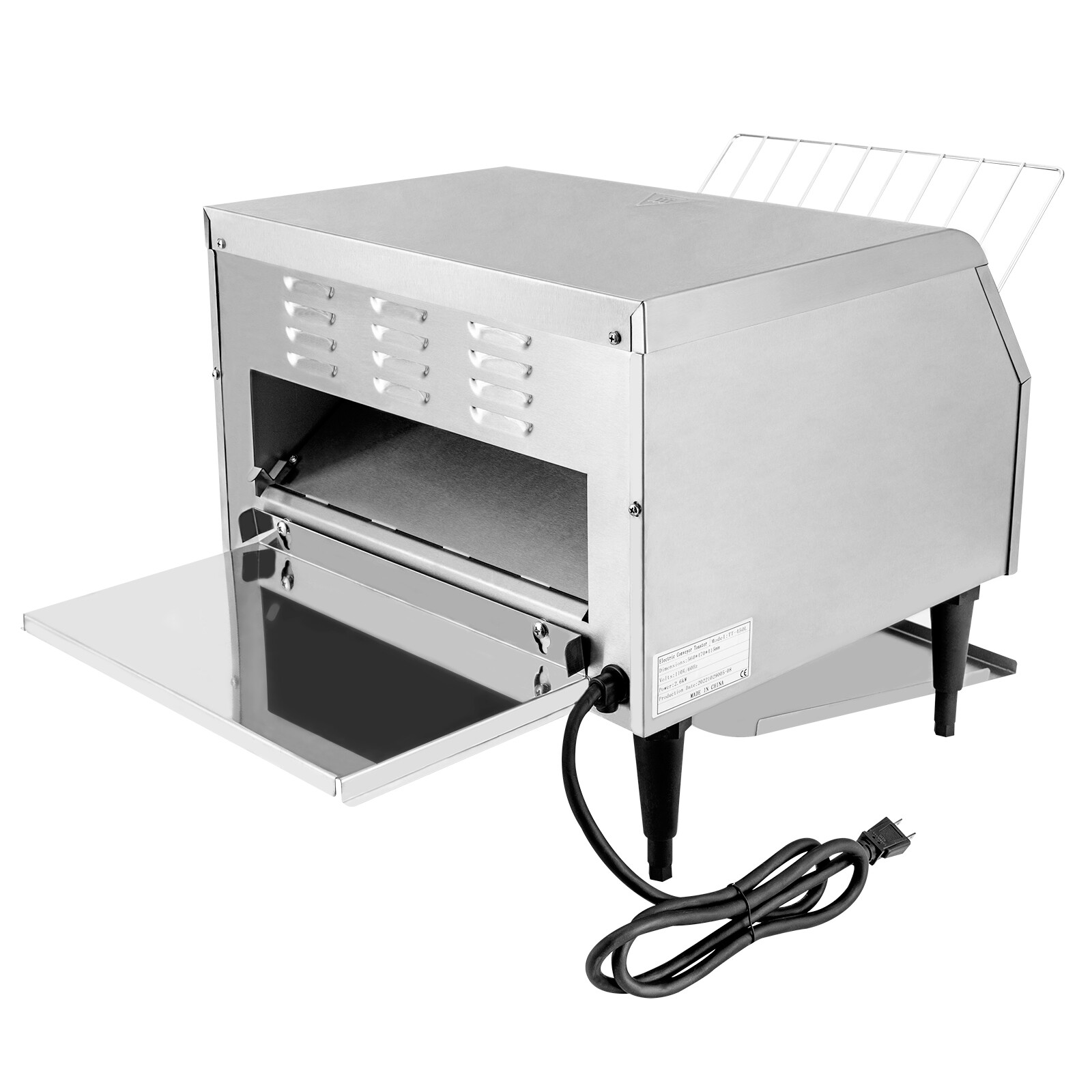 450Slices/H Silver Commercial Conveyor Toaster,2600W Stainless Steel Industrial Toaster 18.31*16.42