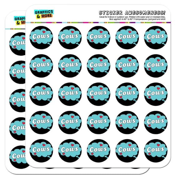 Dreaming of Cows Blue 1" Scrapbooking Crafting Stickers
