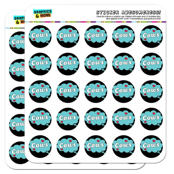 Dreaming of Cows Blue 1" Scrapbooking Crafting Stickers