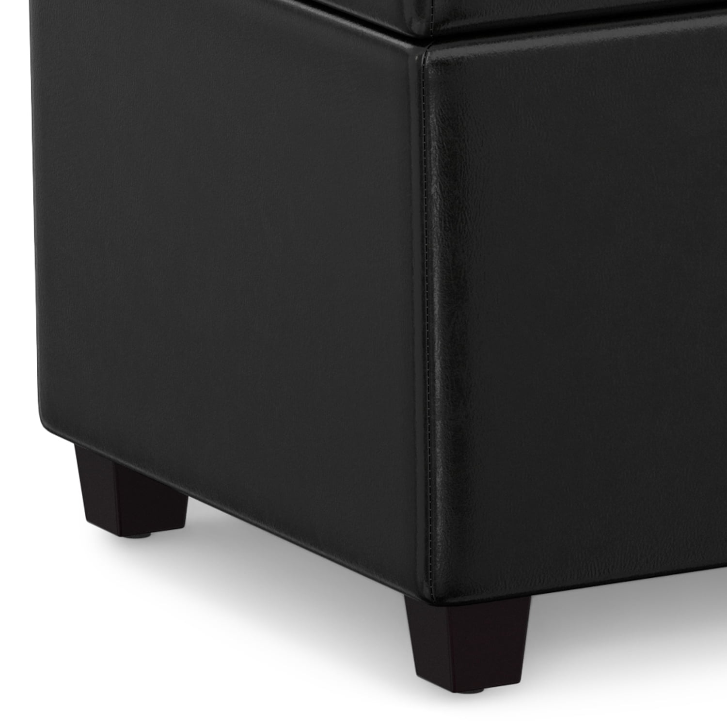 Avalon 54 inch Wide Contemporary Extra Large Storage Ottoman Bench in Midnight Black Vegan Leather